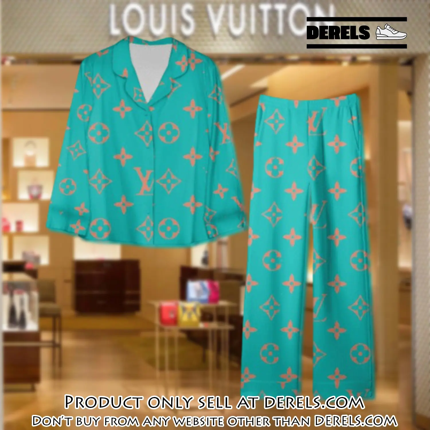 Trending luxury lv satin pajama set pjs1070 dr3419361